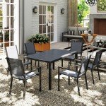 7 Piece Outdoor Dining Set with Stackable Chairs