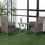 Light Grey Rattan Bistro Set for Outdoor Spaces