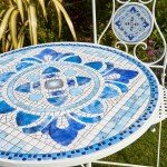Blue and White Mosaic Bistro Set for Outdoors