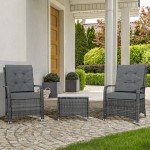 3-Piece Rattan Bistro Garden Furniture Set