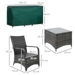 3-Piece Rattan Bistro Garden Furniture Set