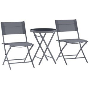 Stylish 3-Piece Outdoor Bistro Set in Grey