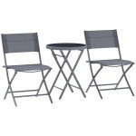 Stylish 3-Piece Outdoor Bistro Set in Grey