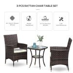 Brown Rattan Bistro Set for Patio or Garden
