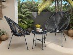 XEO HOME Rattan Bistro Egg Chair Set for Outdoors