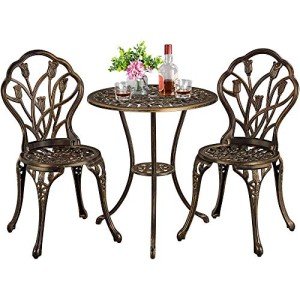 3-Piece Outdoor Bistro Set with Round Table