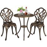 3-Piece Outdoor Bistro Set with Round Table