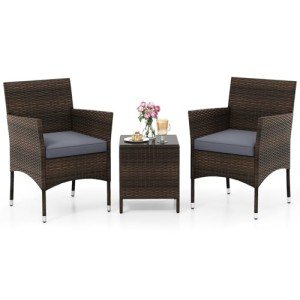 3-Piece Outdoor Bistro Set with Cushions