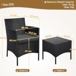 3-Piece Rattan Outdoor Patio Furniture Set