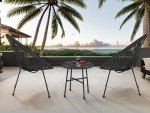 XEO HOME Rattan Bistro Egg Chair Set for Outdoors