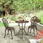 3-Piece Outdoor Bistro Set with Round Table
