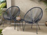 XEO HOME Rattan Bistro Egg Chair Set for Outdoors