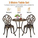 3-Piece Outdoor Bistro Set with Round Table