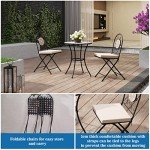 Mosaic Bistro Set with Folding Chairs and Cushions