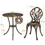 3-Piece Outdoor Bistro Set with Round Table