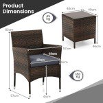 3-Piece Outdoor Bistro Set with Cushions