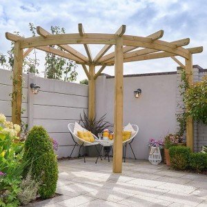 Wooden Corner Pergola Garden Plant Frame 9' x 9