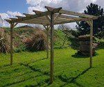 Rustic Brown Wooden Pergola Kit with Rafters