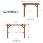 Cedar Wood Pergola for Outdoor Shade 12ft x 10ft