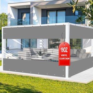 Heavy Duty Clear Vinyl Patio Curtains - 10'H x 7'W