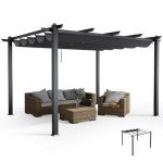 3M x 4M Dark Grey Aluminum Pergola with Retractable Roof