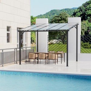 Aluminium Wall-Mounted Garden Pergola with UV Shade