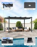 3M x 4M Dark Grey Aluminum Pergola with Retractable Roof
