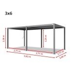 PRIMEYARD 3x6m Aluminium Pergola with Grey Canopy