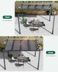 3M x 4M Dark Grey Aluminum Pergola with Retractable Roof