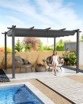 3M x 4M Dark Grey Aluminum Pergola with Retractable Roof
