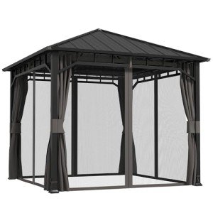 Outsunny Waterproof Hardtop Gazebo with Netting