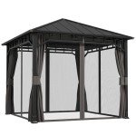 Outsunny Waterproof Hardtop Gazebo with Netting