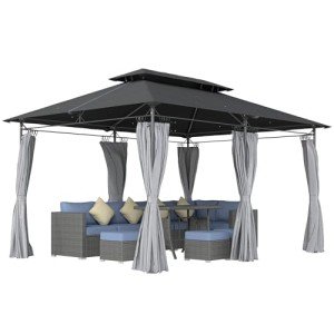 Outsunny 3x4m Dark Grey Garden Gazebo with Sides