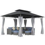 Outsunny 3x4m Dark Grey Garden Gazebo with Sides
