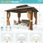 EROMMY 3x3.6m Hardtop Metal Gazebo with Curtains