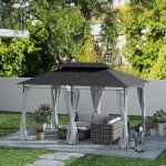 Outsunny 3x4m Dark Grey Garden Gazebo with Sides