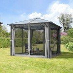 Grey Hardtop Garden Gazebo with Mosquito Nets