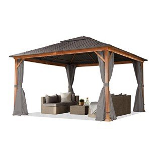 4x4 m Grey Steel Roof Garden Gazebo