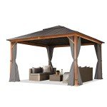 4x4 m Grey Steel Roof Garden Gazebo