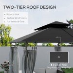 Outsunny 3x4m Dark Grey Garden Gazebo with Sides