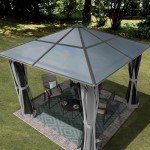Grey Hardtop Garden Gazebo with Mosquito Nets