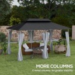 Outsunny 3x4m Dark Grey Garden Gazebo with Sides