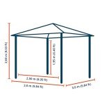 Grey Hardtop Garden Gazebo with Mosquito Nets