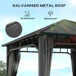 Outsunny Waterproof Hardtop Gazebo with Netting