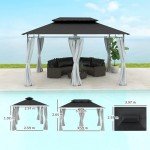 Outsunny 3x4m Dark Grey Garden Gazebo with Sides
