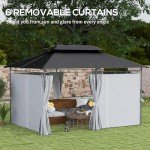 Outsunny 3x4m Dark Grey Garden Gazebo with Sides