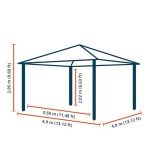 4x4 m Grey Steel Roof Garden Gazebo