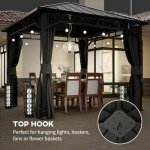 Outsunny Waterproof Hardtop Gazebo with Netting