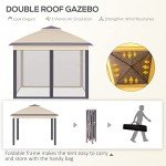 Beige Foldable Pop Up Gazebo with Mesh Sides