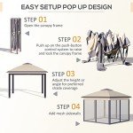 Beige Foldable Pop Up Gazebo with Mesh Sides